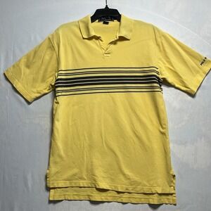 POLO SPORT RALPH LAUREN Mens  Medium Yellow Navy Striped Cotton Polo Shirt